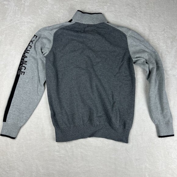 Armani Exchange 1/4 Zip Men’s Pullover Gray Sweater Spellout Medium Knit - Picture 7 of 7